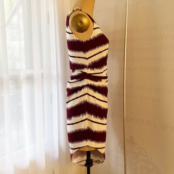 NWOT Willowmore Asymmetrical Burgundy and White Striped Dress - Picture 2 of 16